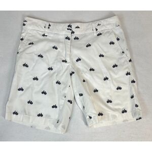 British Khaki Bicycle Print Chino Shorts 97% Cotton - Women Size 4